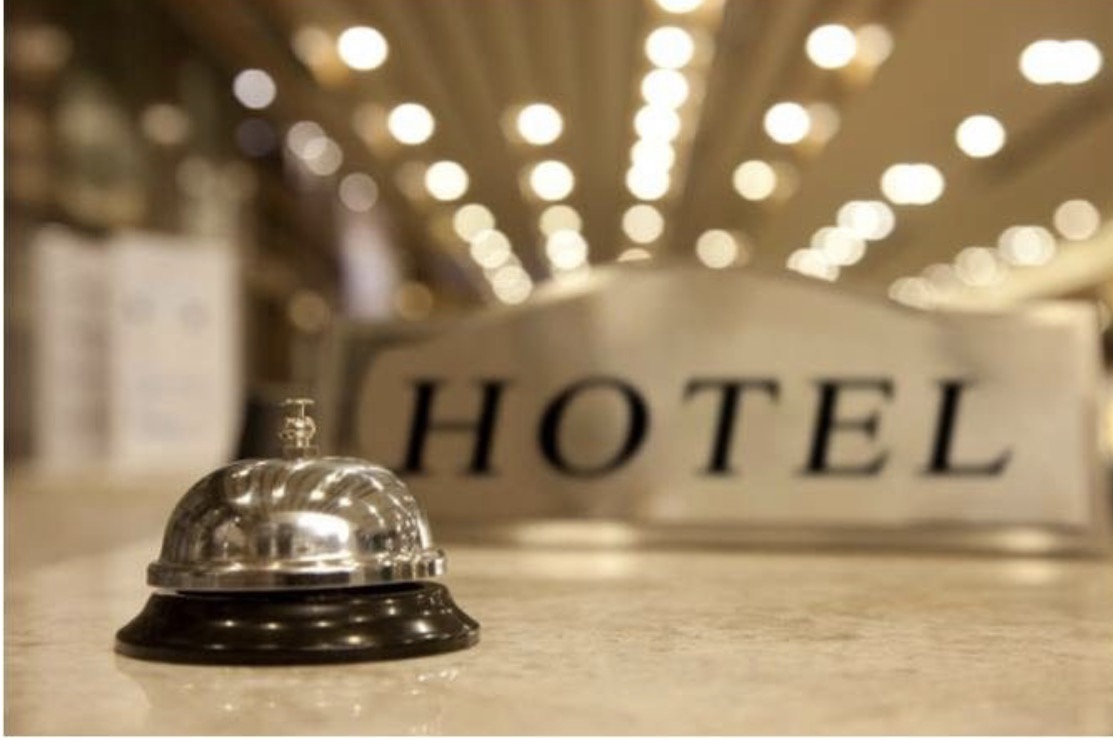 Hotel lobby with service bell